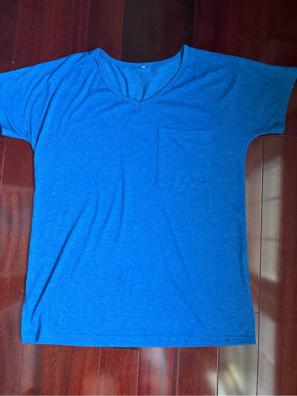 Blue V-Neck Pocket Women’s Shirt